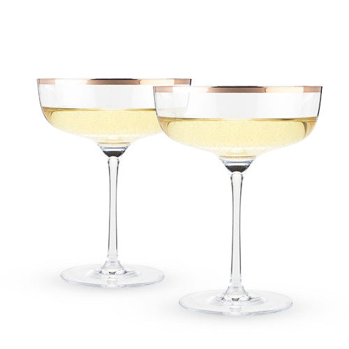 Copper Rim Crystal Coupe (Set of 2)