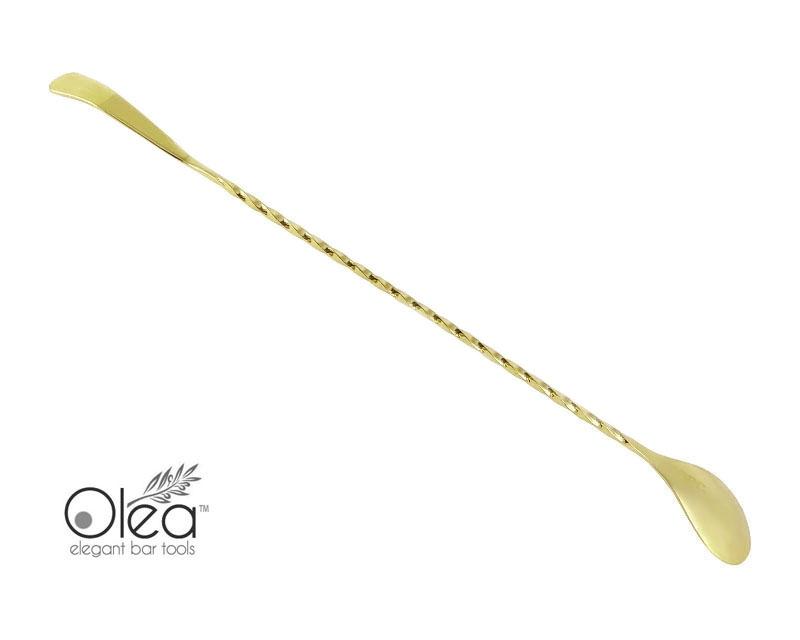 Bar Spoon - Gold Plated - Bent Tip - 50 cm
